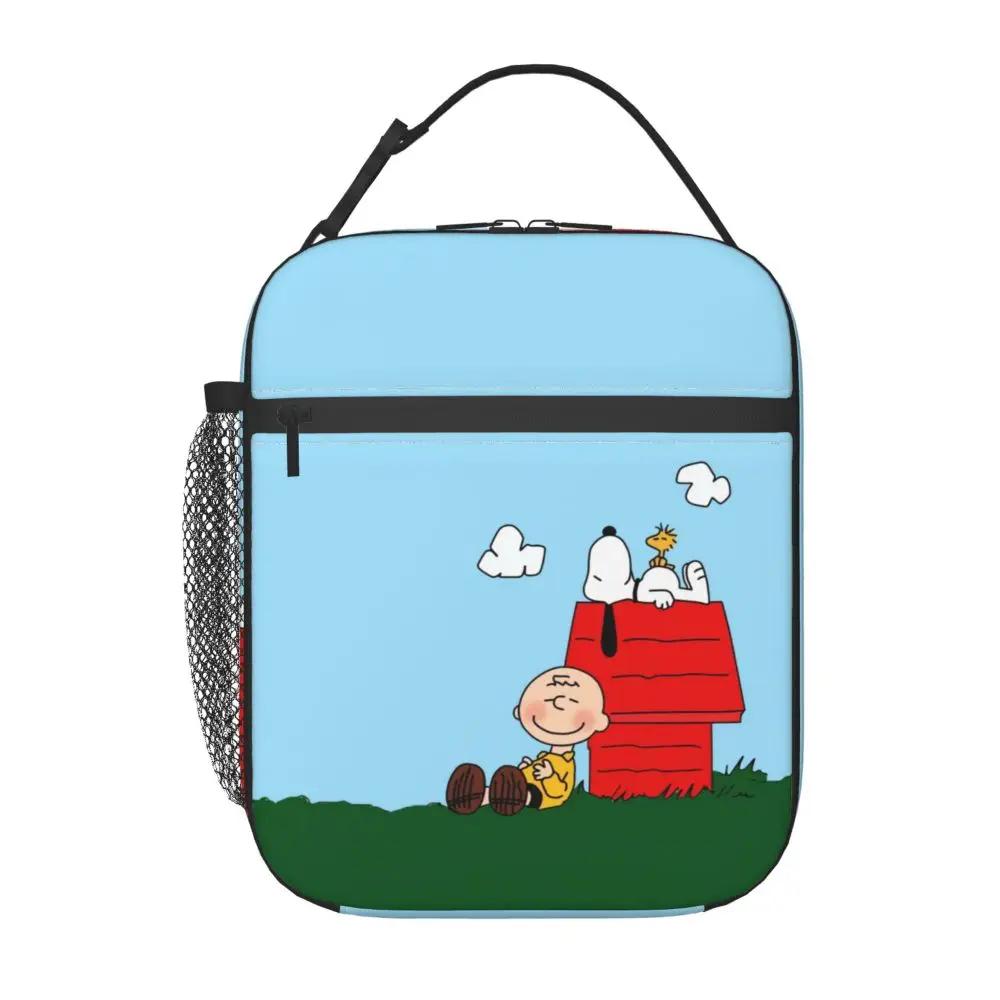 Kawaii Cartoon Snoopy And Charlie Brown With Woodstock Insulated Lunch Bag