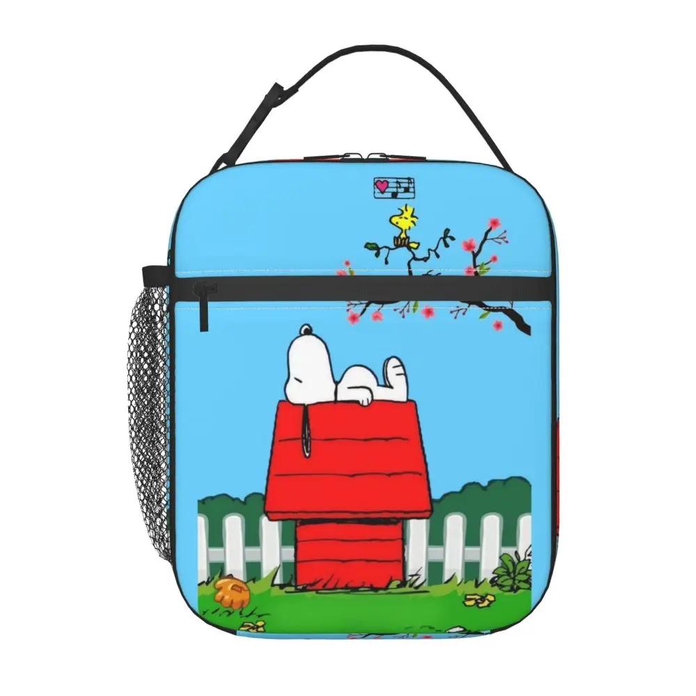 Kawaii Cartoon Sleeping Snoopy And Woodstock Insulated Lunch Bag