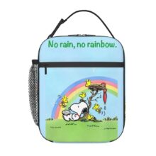 Kawaii Cartoon Snoopy No Rain No Rainbow Insulated Lunch Bag Kawaii Cartoon Snoopy No Rain No Rainbow Insulated Lunch Bag