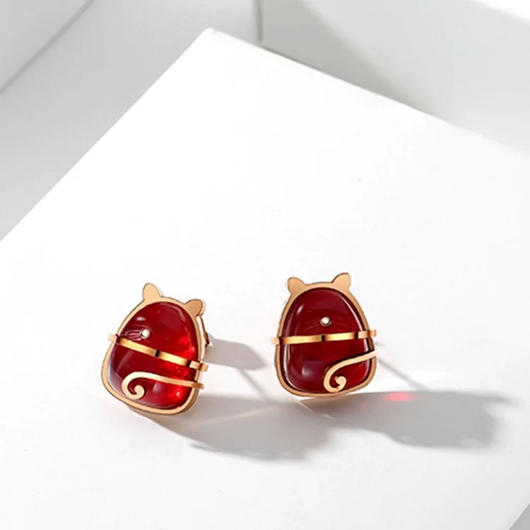 Titanium Steel Totoro Stud Earrings Titanium Steel Totoro Stud Earrings