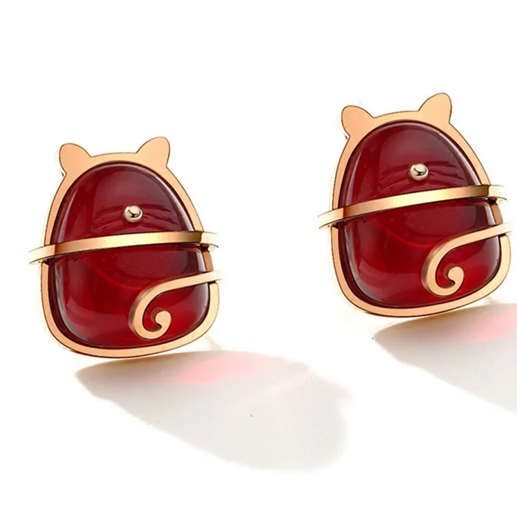 Titanium Steel Totoro Stud Earrings Titanium Steel Totoro Stud Earrings