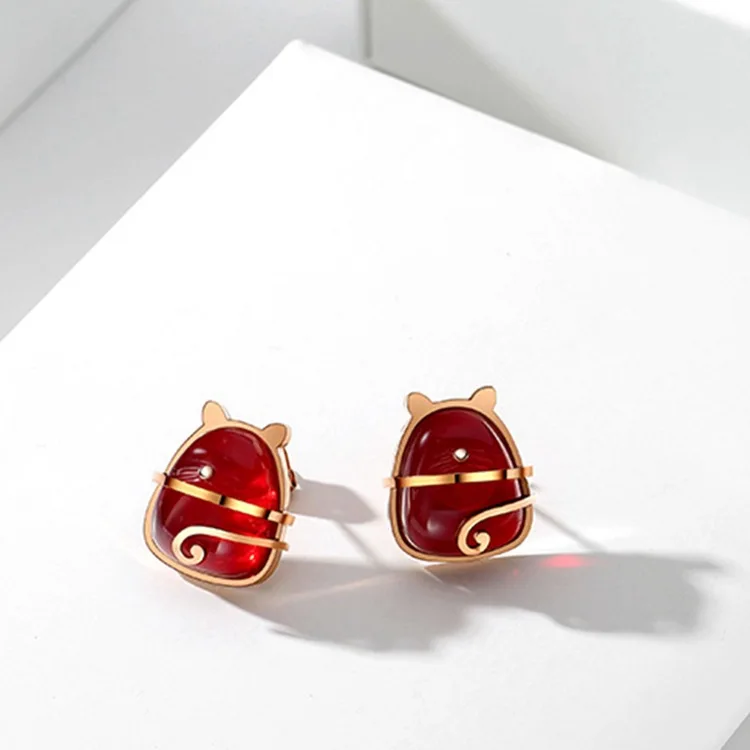 Titanium Steel Totoro Stud Earrings Titanium Steel Totoro Stud Earrings