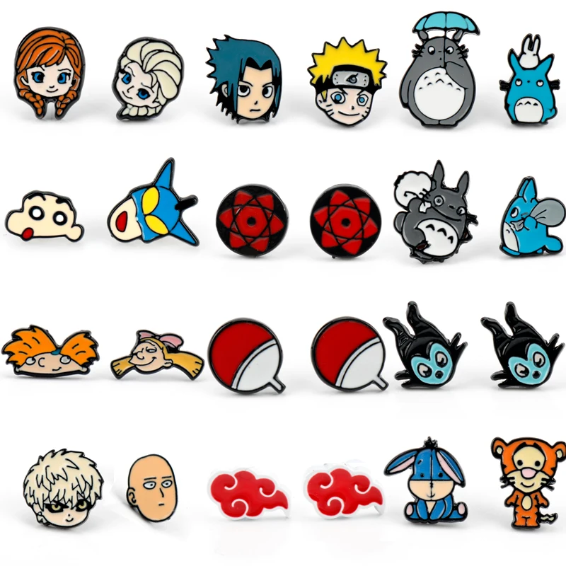 Totoro Kiki Luffy Naruto Cartoon Enamel Stud Earring
