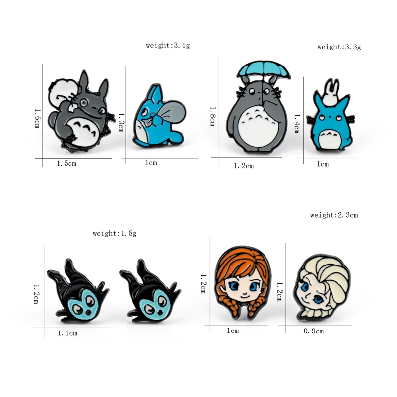 Totoro Kiki Luffy Naruto Cartoon Enamel Stud Earring