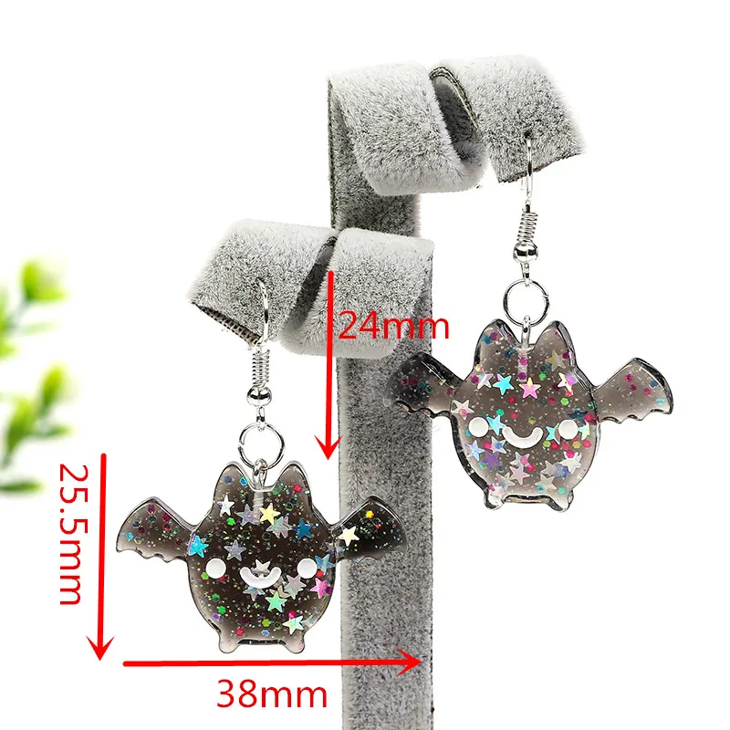 Glitter Skull, Totoro And Flower Drop Earring Glitter Skull, Totoro And Flower Drop Earring