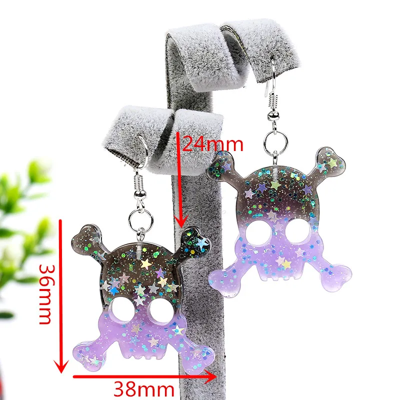 Glitter Skull, Totoro And Flower Drop Earring Glitter Skull, Totoro And Flower Drop Earring