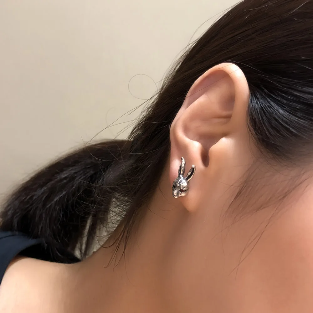 Silver Rogue Rabbit Retro Ear Stud