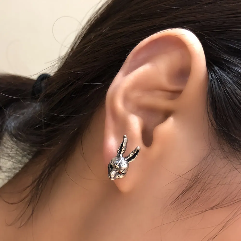Silver Rogue Rabbit Retro Ear Stud