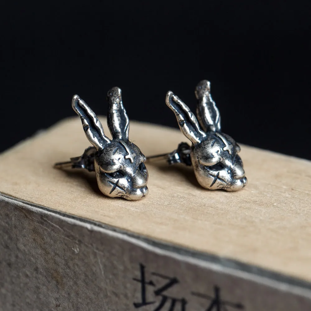 Silver Rogue Rabbit Retro Ear Stud