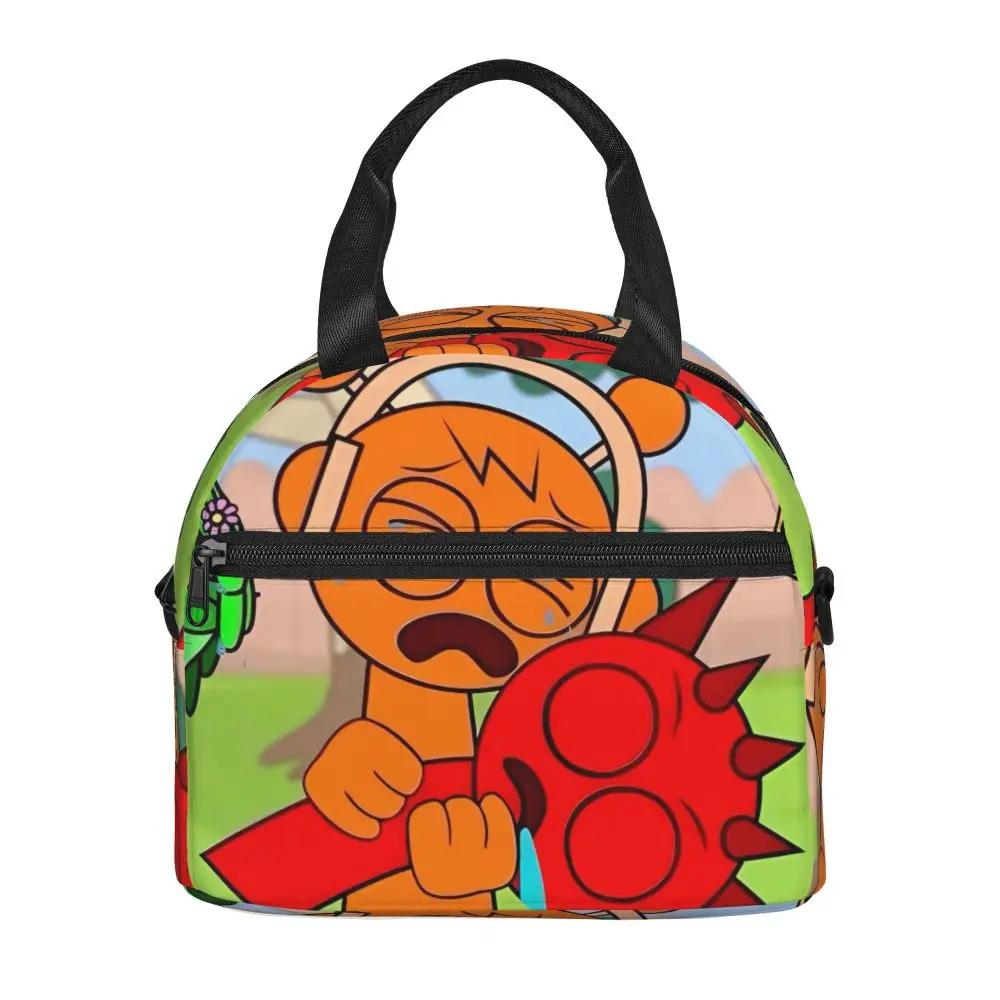Kawaii Incredibox Sprunki Oren And Raddy Insulated Lunch Bag With Adjustable Shoulder Strap