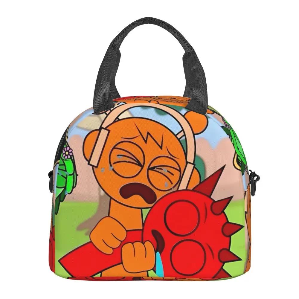 Kawaii Incredibox Sprunki Oren And Raddy Insulated Lunch Bag With Adjustable Shoulder Strap