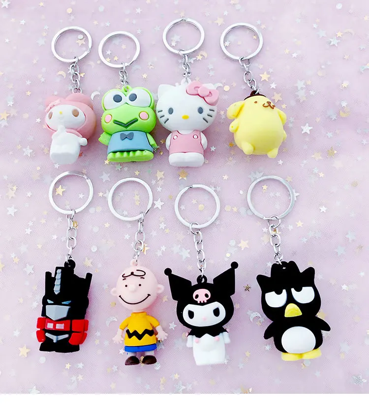 Hello Kitty/Kuromi/Frog/Dog/Unicorn Cartoon Doll Keyring