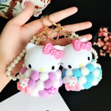 Anime Hello Kitty Kiki Fur Pompom Pearl Keychain Anime Hello Kitty Kiki Fur Pompom Pearl Keychain