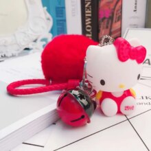 Hello Kitty PomPom Cartoon Keyring With Fur Ball Hello Kitty PomPom Cartoon Keyring With Fur Ball
