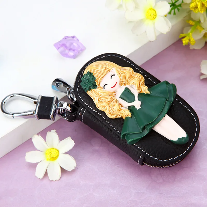 Hello Kitty Cartoon Leather Zipper Wallet Style Keychain