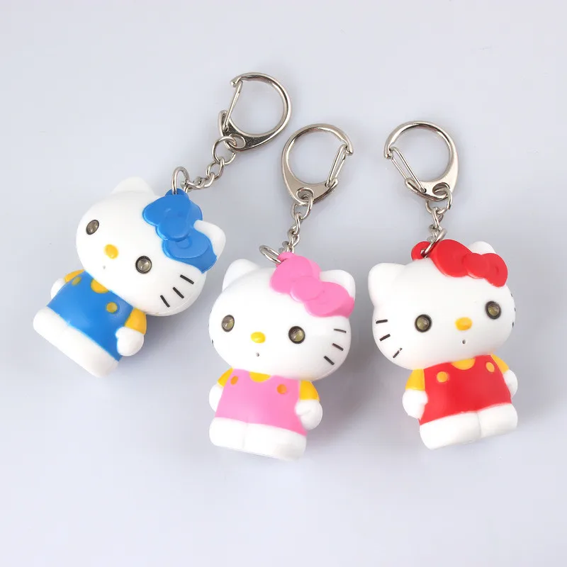 Hello Kitty Cartoon LED With Sound Charm Keychain