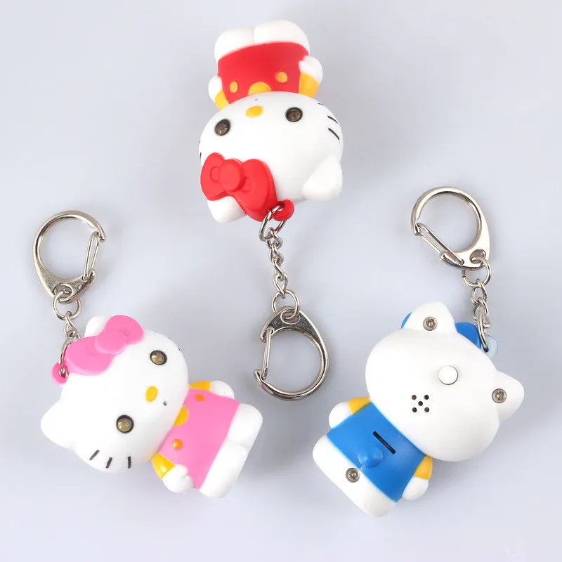 Hello Kitty Cartoon LED With Sound Charm Keychain