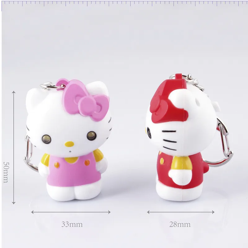 Hello Kitty Cartoon LED With Sound Charm Keychain