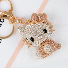 Rhinestone Hello Kitty Cat Cartoon Style Keyring Rhinestone Hello Kitty Cat Cartoon Style Keyring