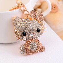 Rhinestone Hello Kitty Cat Cartoon Style Keyring Rhinestone Hello Kitty Cat Cartoon Style Keyring