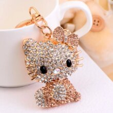 Rhinestone Hello Kitty Cat Cartoon Style Keyring Rhinestone Hello Kitty Cat Cartoon Style Keyring