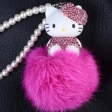 Hello Kitty Colorful Bells Crystal Pompom Leather Metal Pendant Hello Kitty Colorful Bells Crystal Pompom Leather Metal Pendant