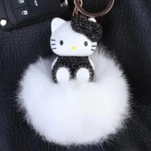 Hello Kitty Colorful Bells Crystal Pompom Leather Metal Pendant Hello Kitty Colorful Bells Crystal Pompom Leather Metal Pendant