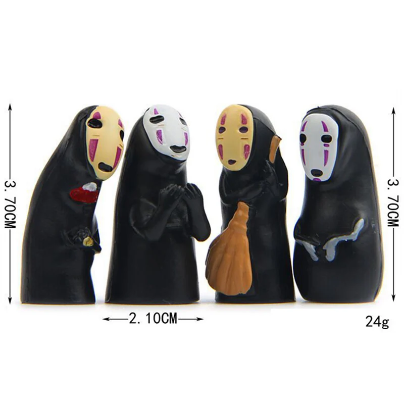 4 Pcs Spirited Away No Face Cartoon Keychains