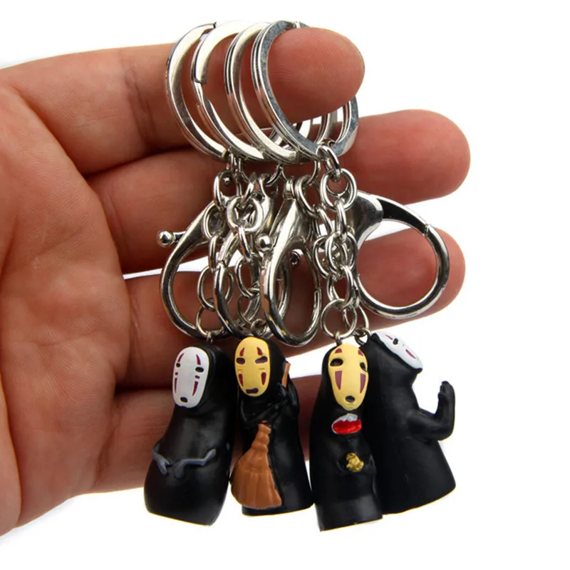 4 Pcs Spirited Away No Face Cartoon Keychains