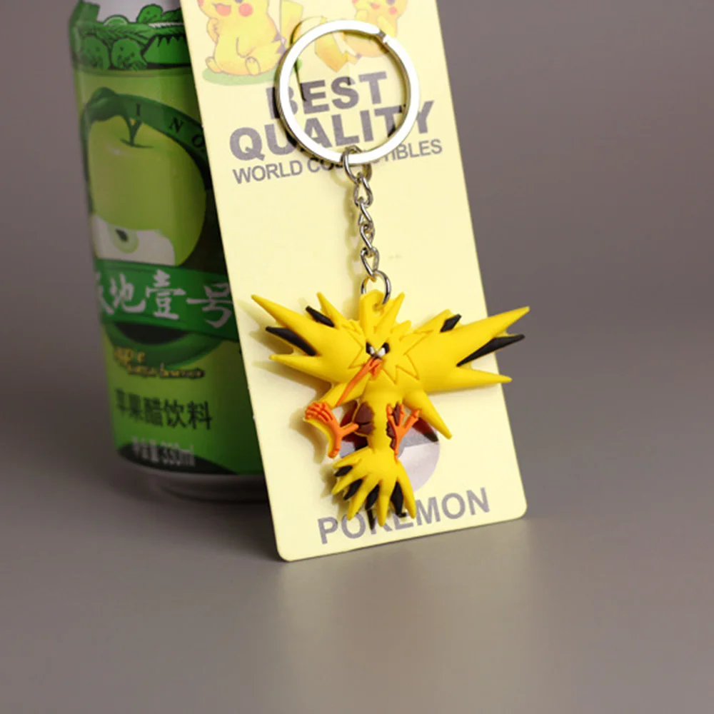Pokemon 3D Mini Charmander Zapdos Mewtwo Moltres Pikachu Anime Keychain