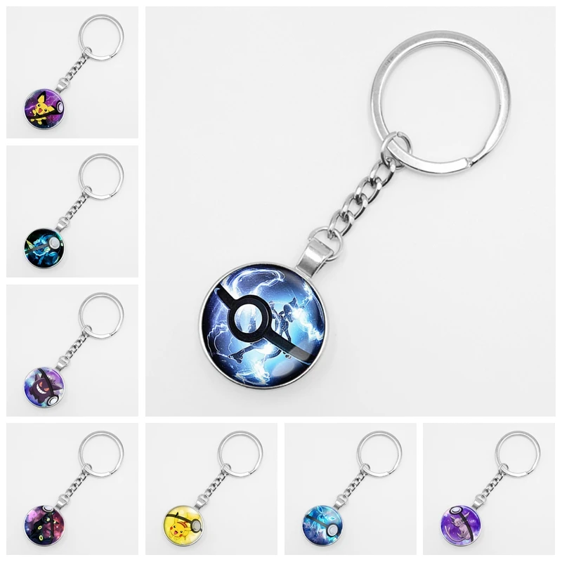 Pokemon Mini Pikachu Squirtle Eevee Vulpix Anime Glass Keyring Pokemon Mini Pikachu Squirtle Eevee Vulpix Anime Glass Keyring