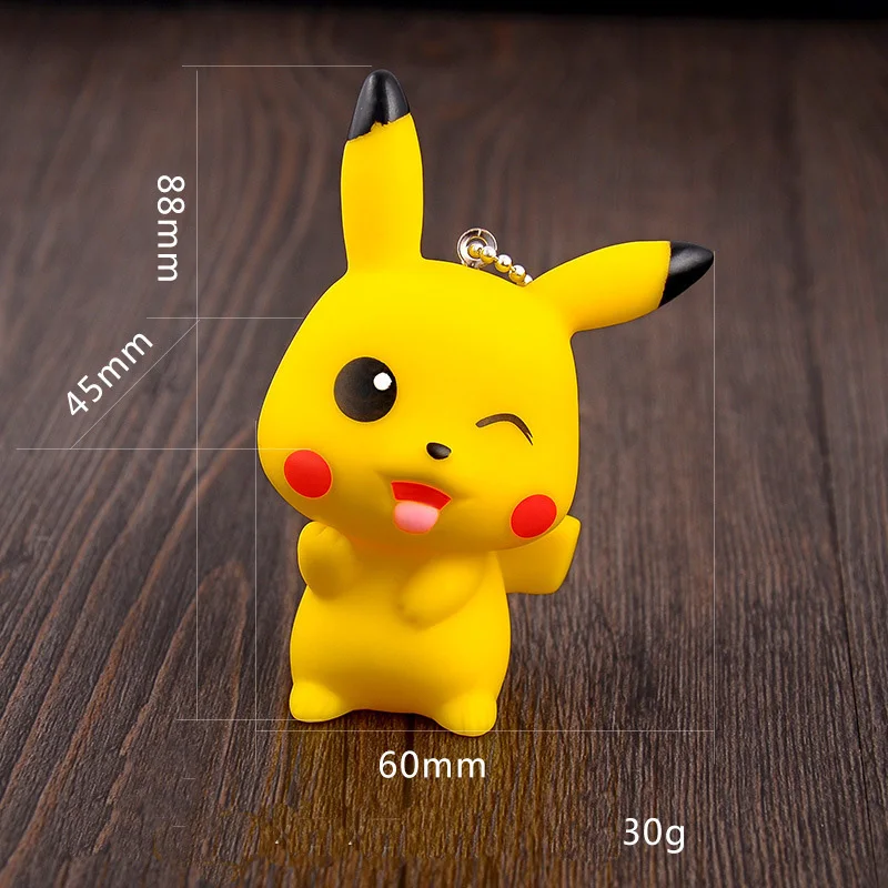 Pokemon Pikachu Cartoon Keychain With Fur Ball Fluffy Pompom Dolls
