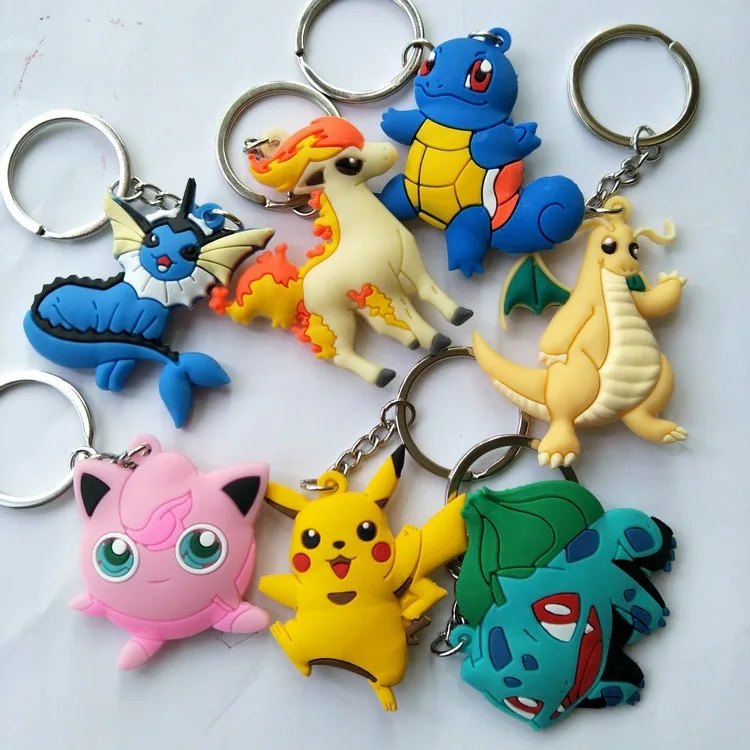Pokemon Snorlax Charmander Chikorita Psyduck Cartoon PVC Keychain
