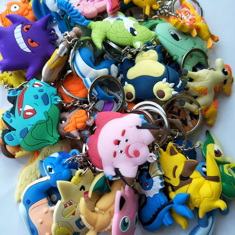 Pokemon Snorlax Charmander Chikorita Psyduck Cartoon PVC Keychain