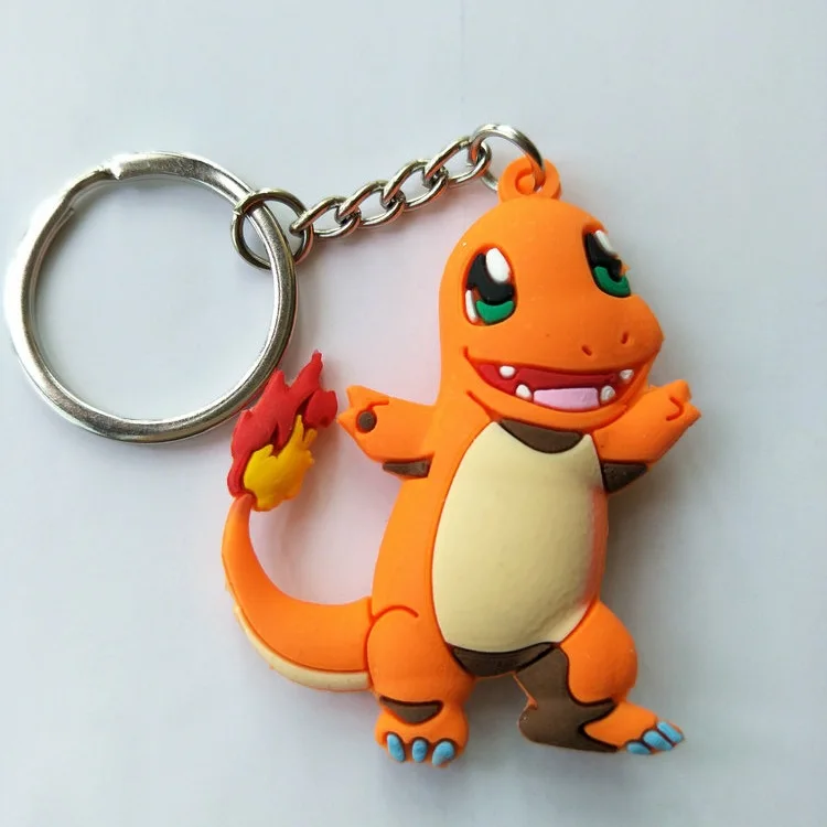 Pokemon Snorlax Charmander Chikorita Psyduck Cartoon PVC Keychain