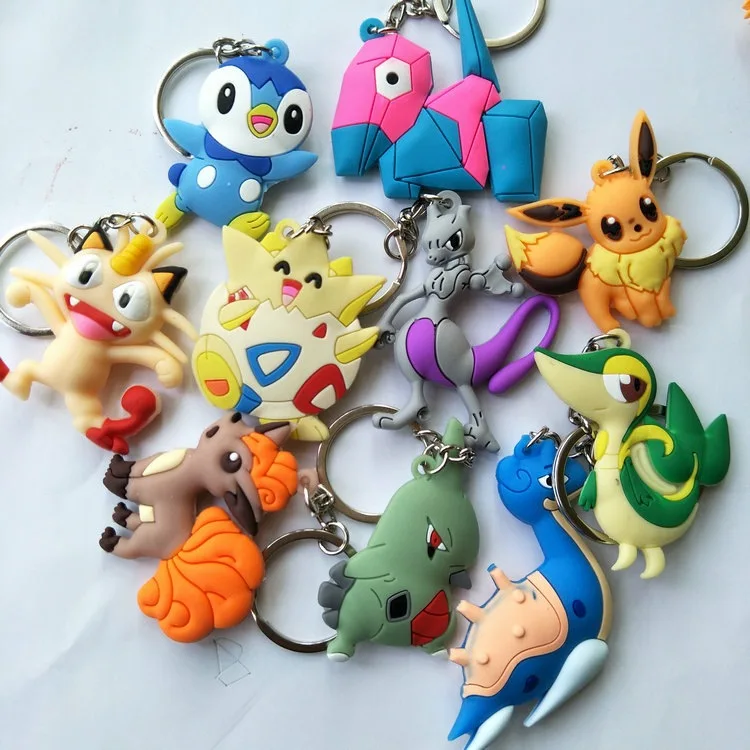 Pokemon Snorlax Charmander Chikorita Psyduck Cartoon PVC Keychain