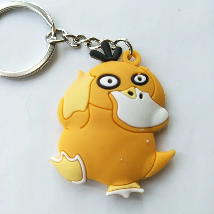 Pokemon Snorlax Charmander Chikorita Psyduck Cartoon PVC Keychain