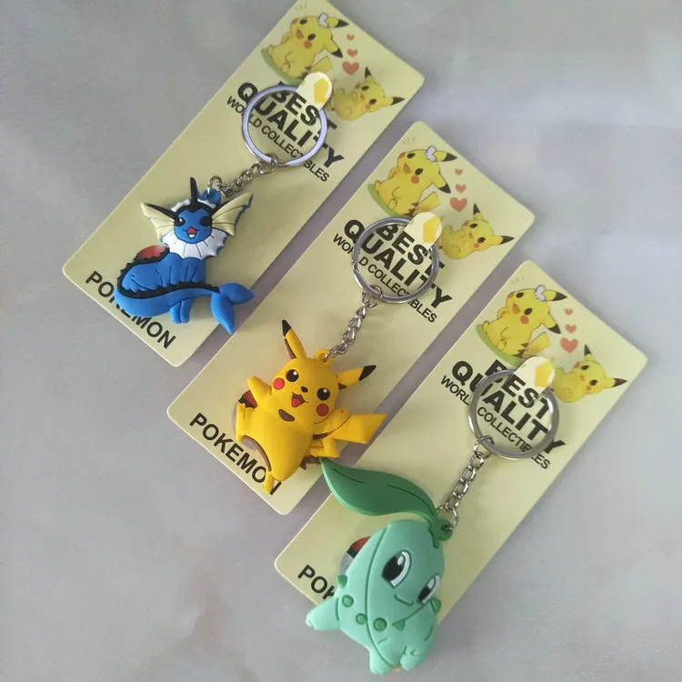 Pokemon Pikachu Articuno Sandshrew Mewtwo Abra Magikarp Gengar Clefairy Bulbasaur Anime PVC Keychain
