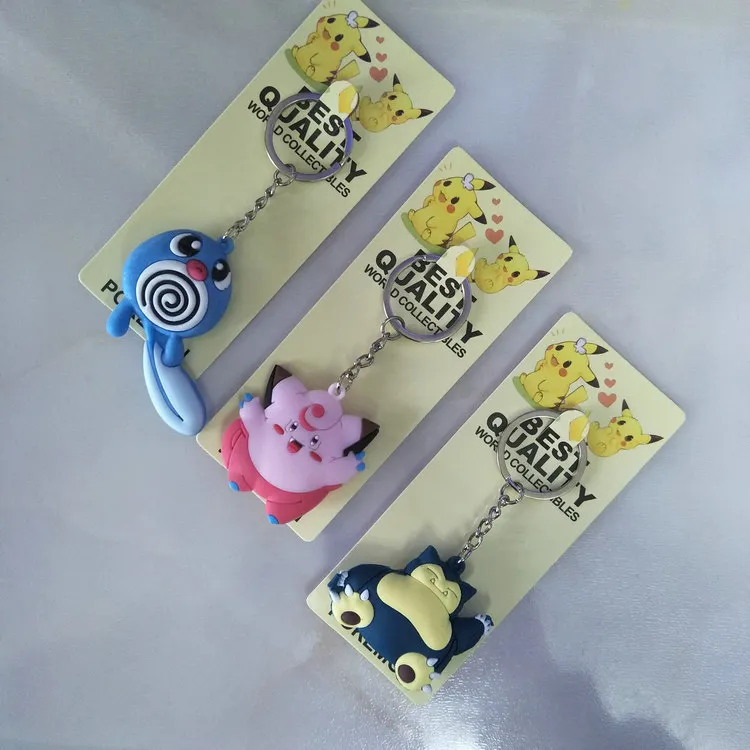 Pokemon Pikachu Articuno Sandshrew Mewtwo Abra Magikarp Gengar Clefairy Bulbasaur Anime PVC Keychain