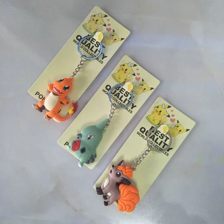 Pokemon Pikachu Articuno Sandshrew Mewtwo Abra Magikarp Gengar Clefairy Bulbasaur Anime PVC Keychain