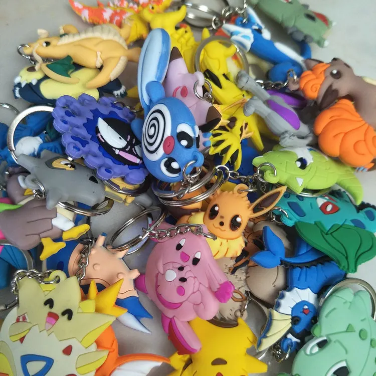 Pokemon Pikachu Articuno Sandshrew Mewtwo Abra Magikarp Gengar Clefairy Bulbasaur Anime PVC Keychain