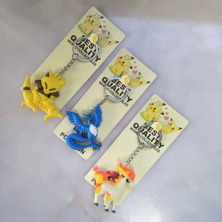 Pokemon Pikachu Articuno Sandshrew Mewtwo Abra Magikarp Gengar Clefairy Bulbasaur Anime PVC Keychain