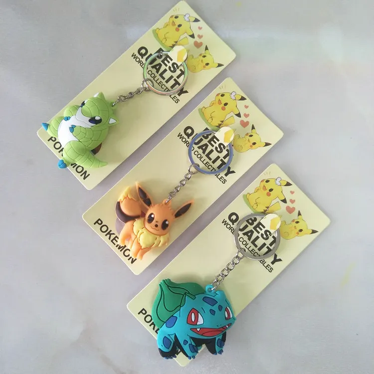 Pokemon Pikachu Articuno Sandshrew Mewtwo Abra Magikarp Gengar Clefairy Bulbasaur Anime PVC Keychain