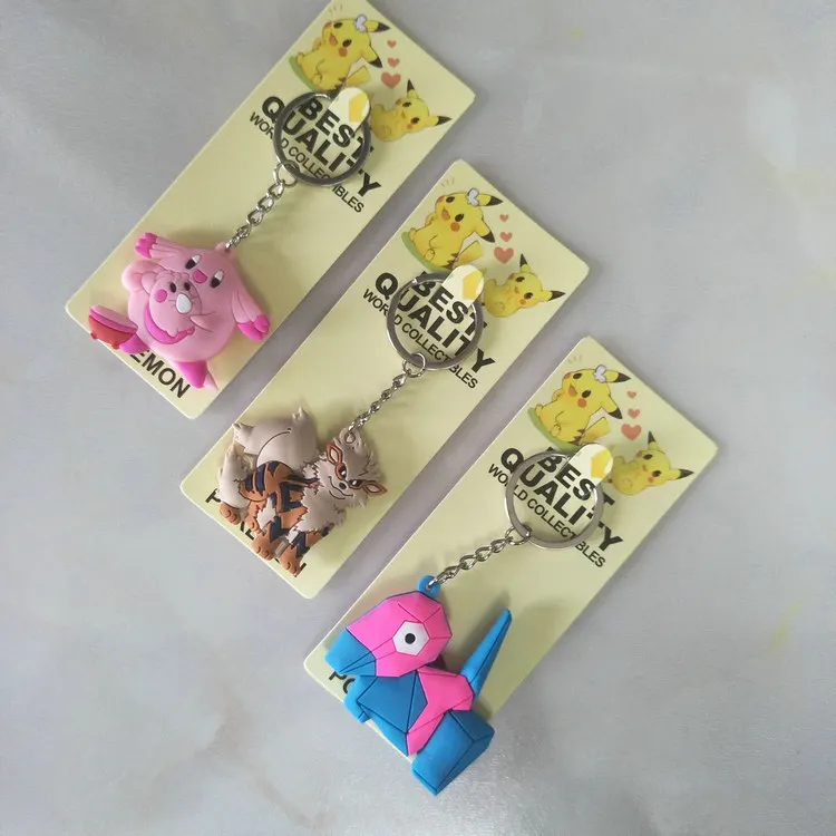 Pokemon Pikachu Articuno Sandshrew Mewtwo Abra Magikarp Gengar Clefairy Bulbasaur Anime PVC Keychain