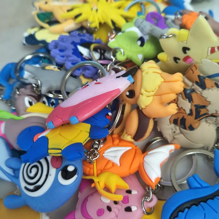 Pokemon Pikachu Articuno Sandshrew Mewtwo Abra Magikarp Gengar Clefairy Bulbasaur Anime PVC Keychain