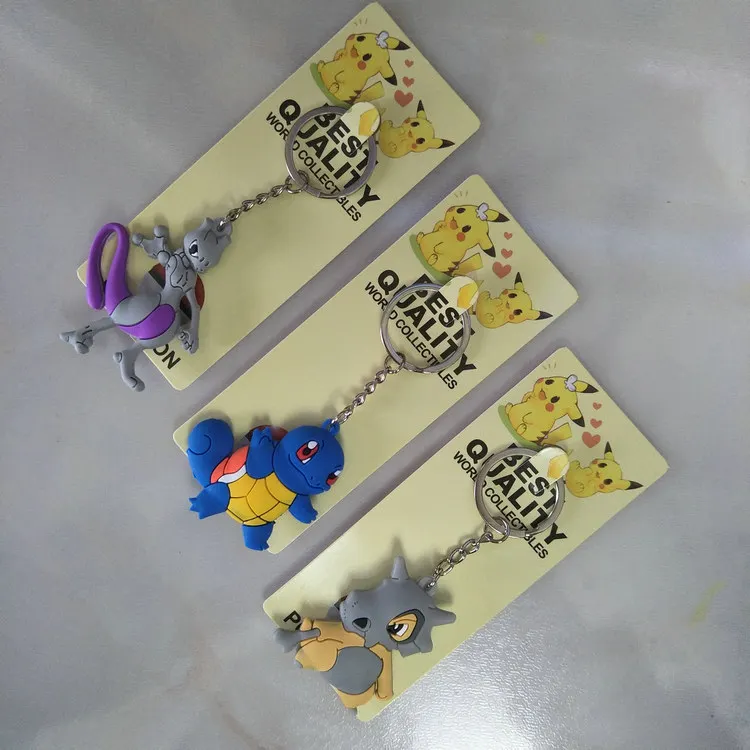 Pokemon Pikachu Articuno Sandshrew Mewtwo Abra Magikarp Gengar Clefairy Bulbasaur Anime PVC Keychain