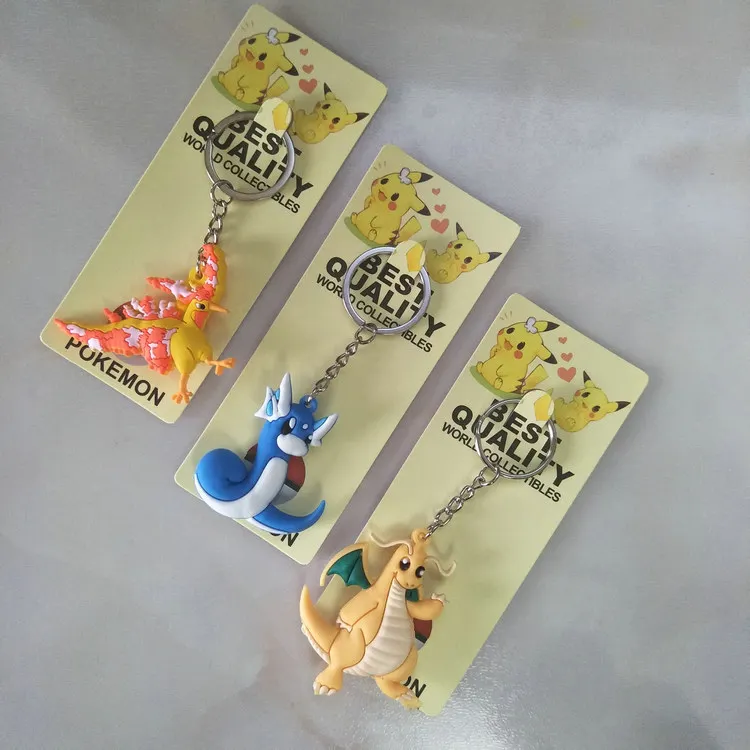 Pokemon Pikachu Articuno Sandshrew Mewtwo Abra Magikarp Gengar Clefairy Bulbasaur Anime PVC Keychain