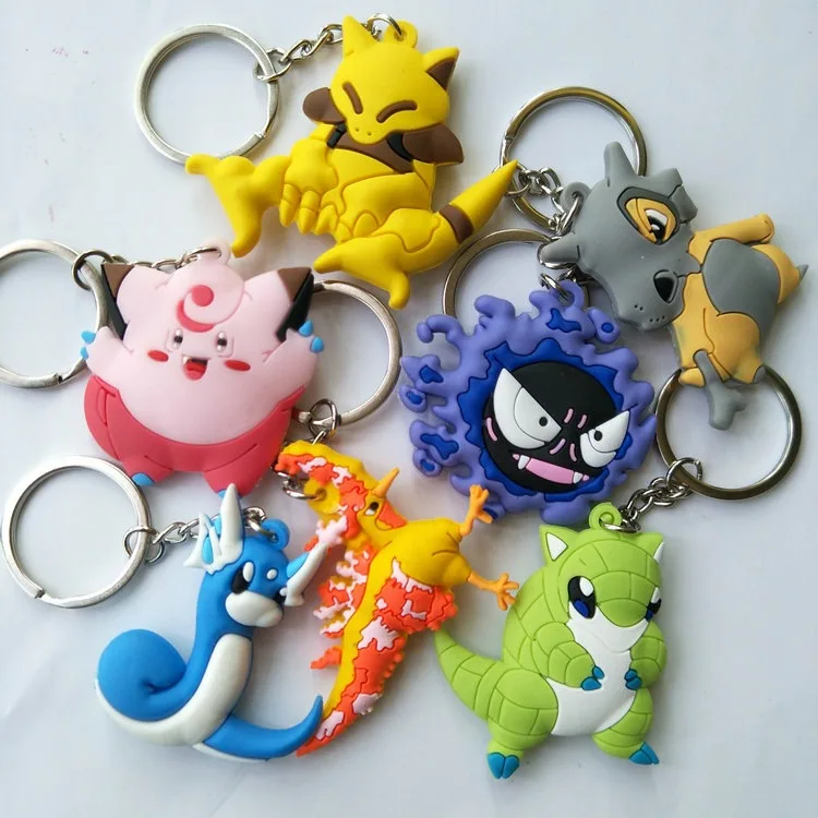 Pokemon Snorlax Poliwag Charmander Arcanine Psyduck Pidgeot Anime PVC Keyring