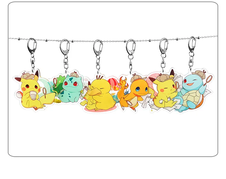 Anime Pokemon Squirtle Pikachu Psyduck Charmander Bulbasaur Toy Keychain