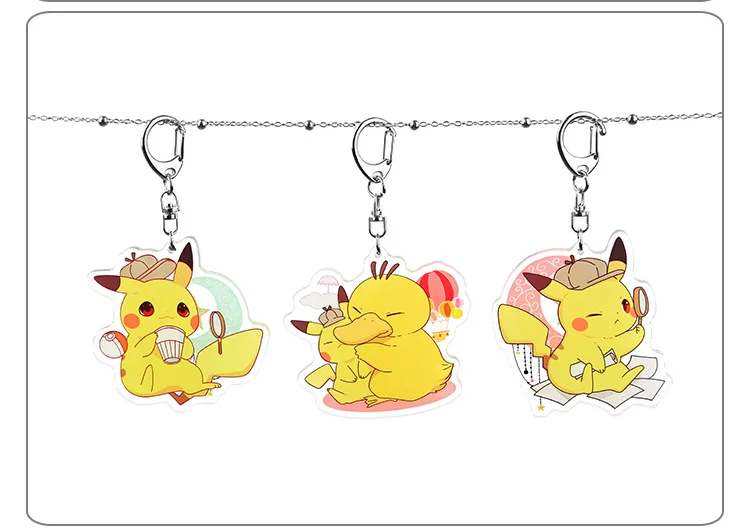 Anime Pokemon Squirtle Pikachu Psyduck Charmander Bulbasaur Toy Keychain